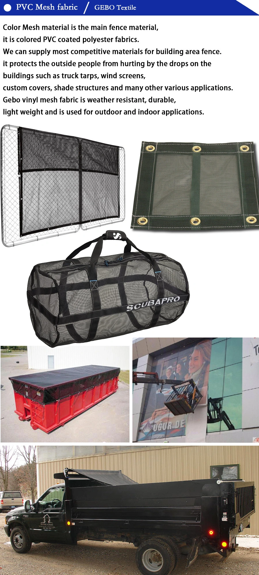 Black Poly Mesh Tarps for Protective Screen Tennis Court Safety Netting Durable Divider Curtain